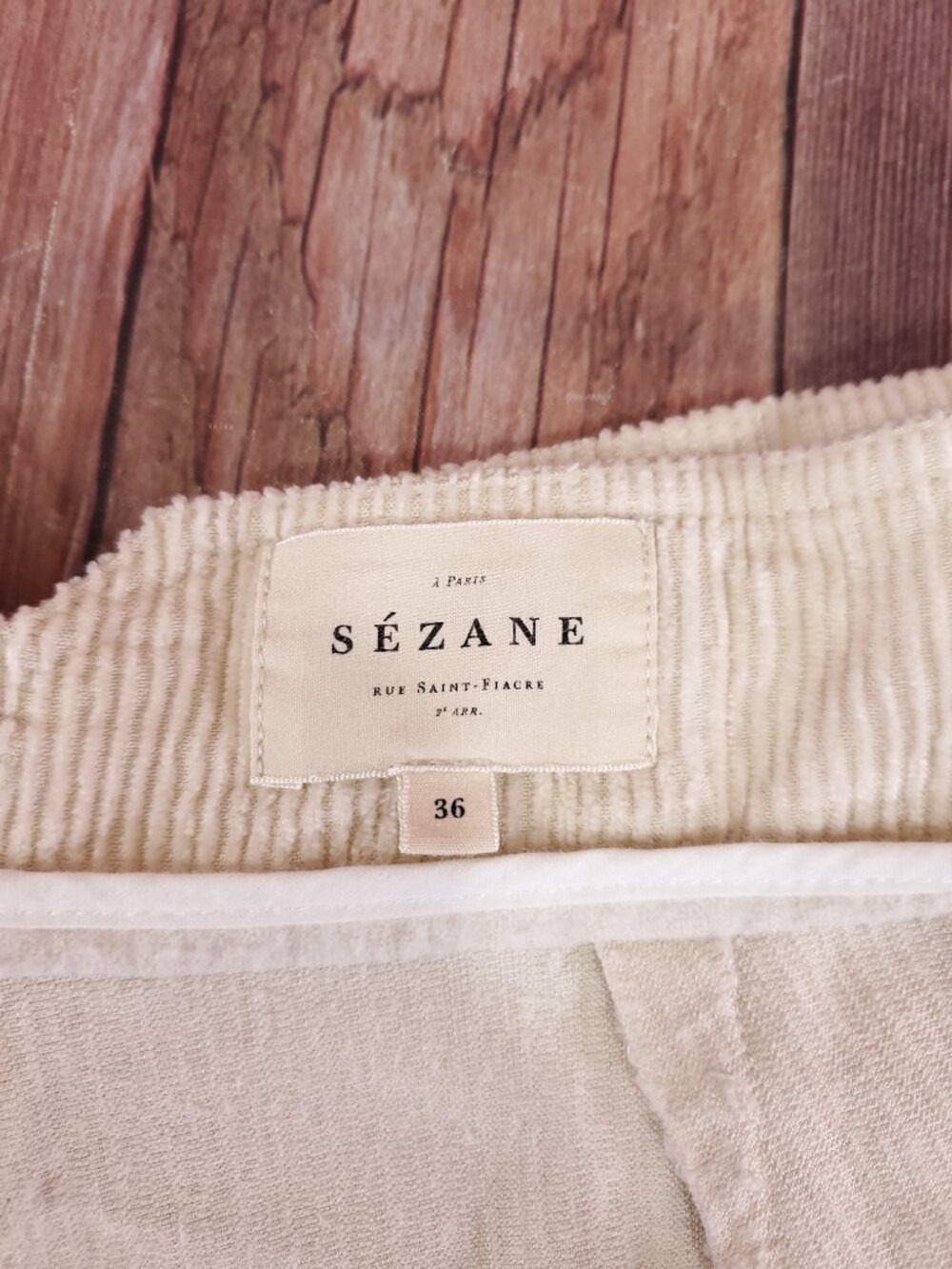 Sezane Womens 36 US 4 Cream Corduroy Wide Leg High Rise Trousers Pants Boho - Picture 11 of 16